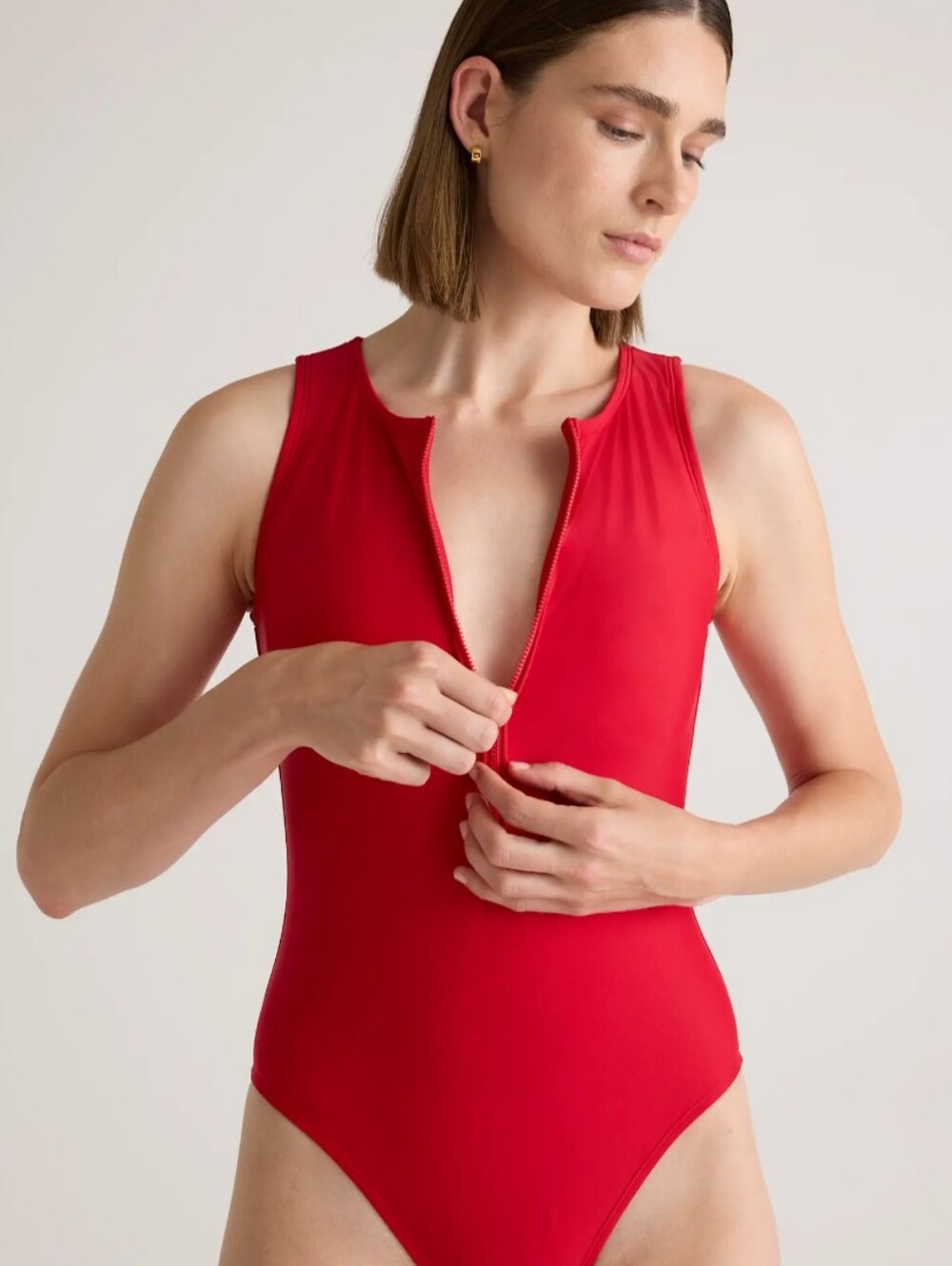 Quince Italian Zip-Front One-Piece Swimsuit